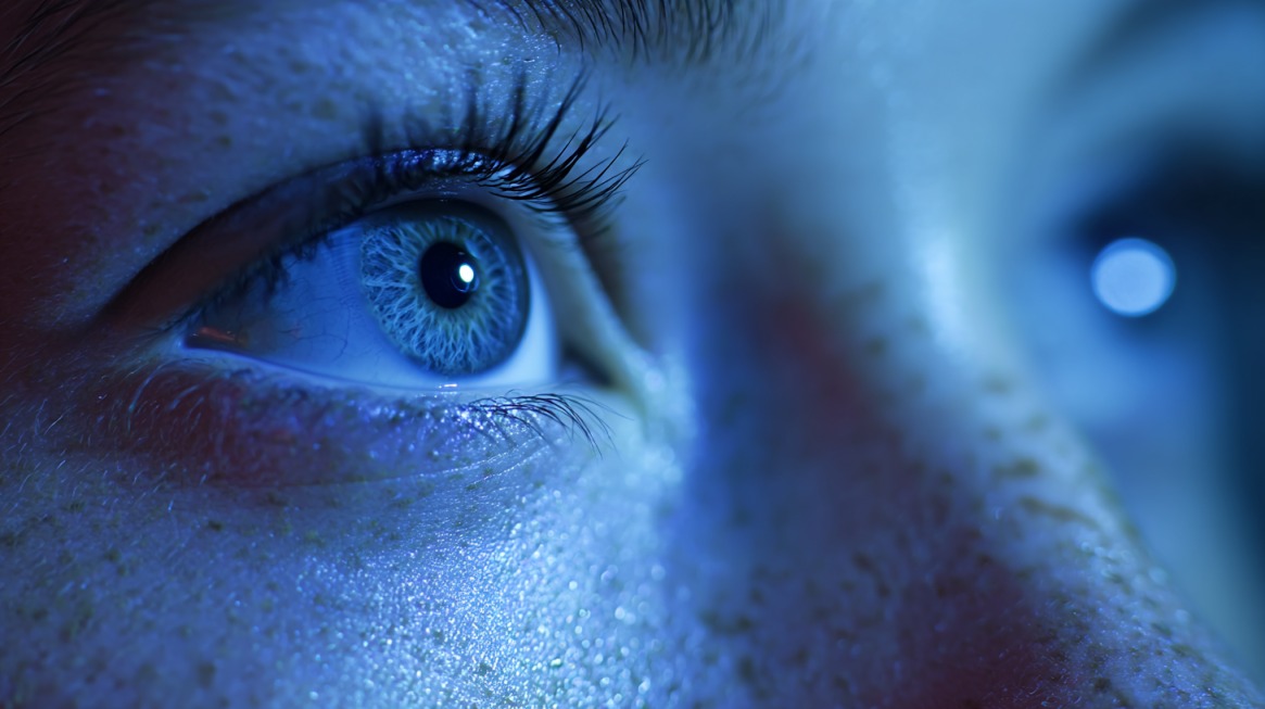 Krupan kadar oka osvetljenog plavom svetlošću